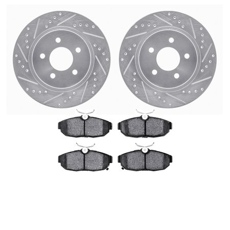 DYNAMIC FRICTION CO 7602-54014, Rotors-Drilled and Slotted-Silver with 5000 Euro Ceramic Brake Pads, Zinc Coated 7602-54014